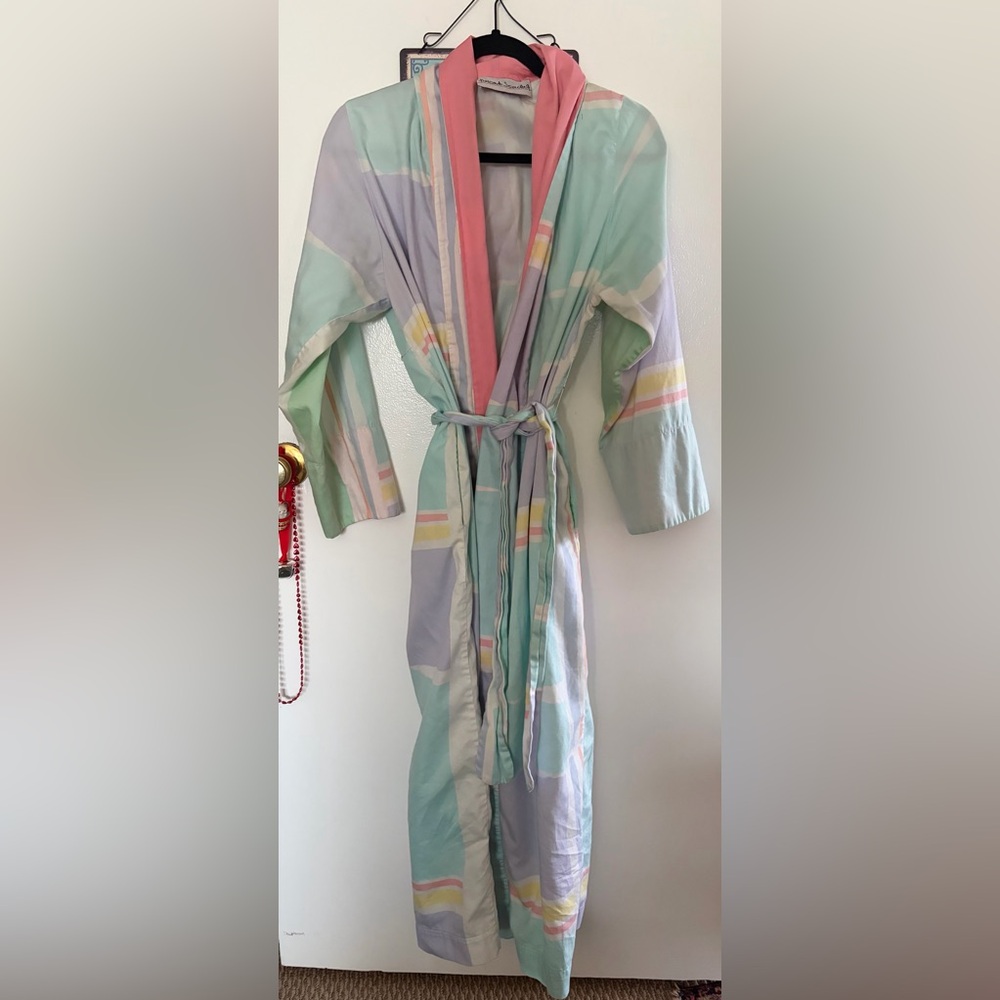 Fernando Sanchez Vintage Colorblock Stripes Long Robe Size S/M